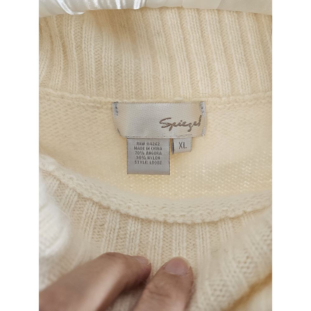 Vintage Angora Blend Sweater Cream Cowl Neck Bell Sleeve Spiegel XL Fits Medium - Picture 5 of 9